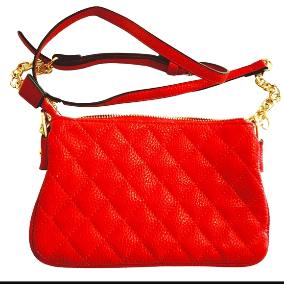 Charming Charlie Red Bow Quilted Leather Small Crossbody Purse - Picture 4 of 5